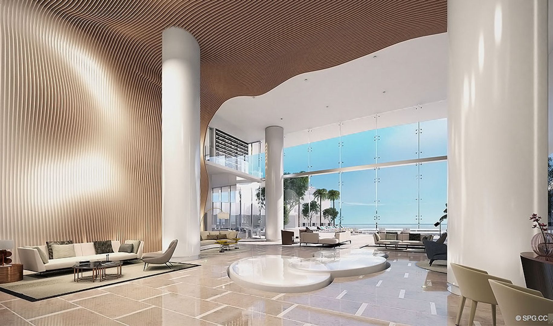 Lobby at Turnberry Ocean Club, Luxury Oceanfront Condos Located at 18501 Collins Avenue, Sunny Isles Beach, Miami 33160