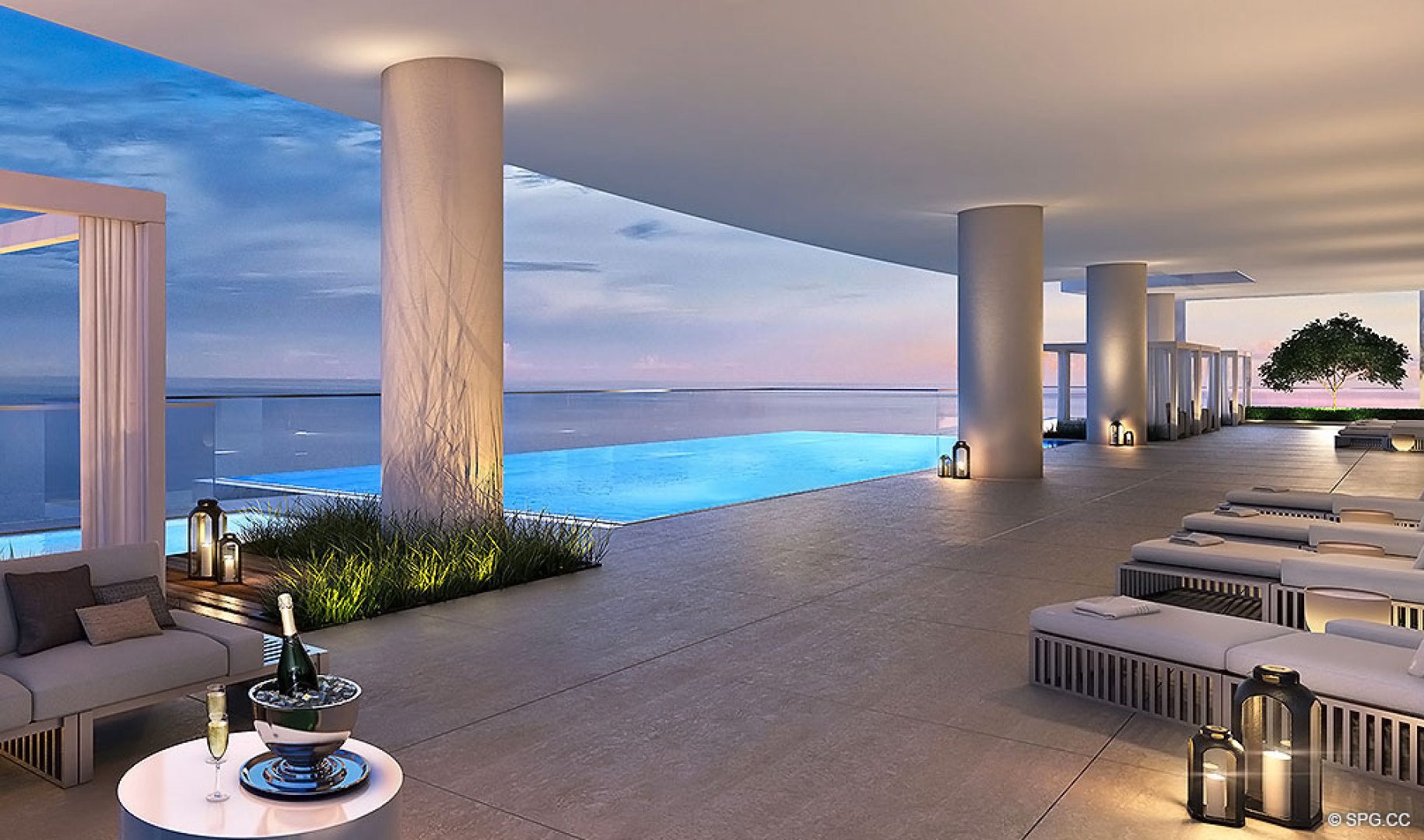 Sky Terrace and Pools at Turnberry Ocean Club, Luxury Oceanfront Condos Located at 18501 Collins Avenue, Sunny Isles Beach, Miami 33160