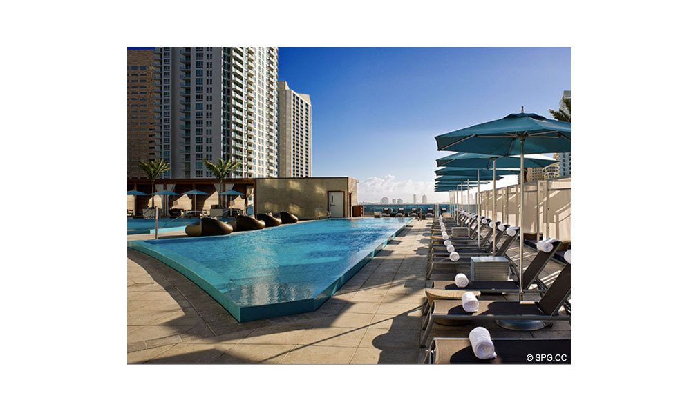 Pool Deck at Epic, Luxury Waterfront Condominiums Located at 200 Biscayne Blvd Way, Miami, FL 33131