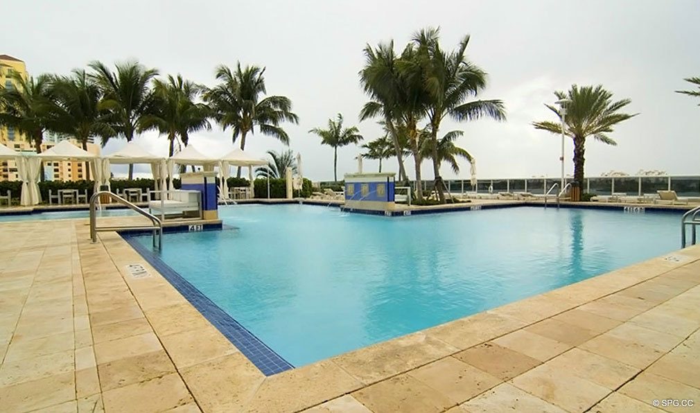 Murano Grande Pool Deck, Luxury Waterfront Condominiums Located at 400 Alton Rd, Miami Beach, FL 33139