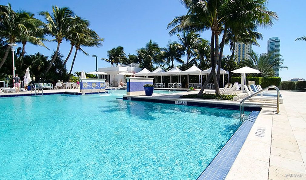 Pool at Murano Grande, Luxury Waterfront Condominiums Located at 400 Alton Rd, Miami Beach, FL 33139