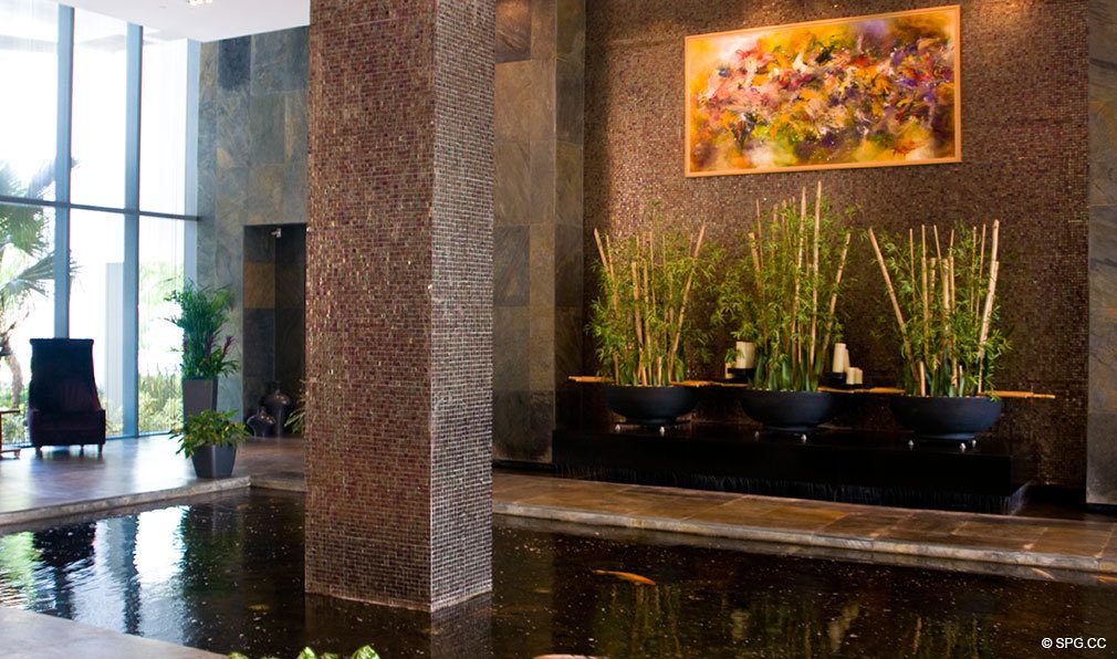 Lobby at Las Olas River House, Luxury Waterfront Condominiums Located at 333 Las Olas Way, Ft Lauderdale, FL 33301