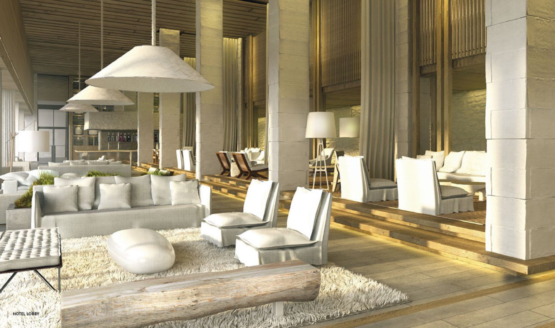 Lounge at 1 Hotel & Homes South Beach, Luxury Oceanfront Condominiums Located at 2399 Collins Ave, Miami Beach, FL 33139