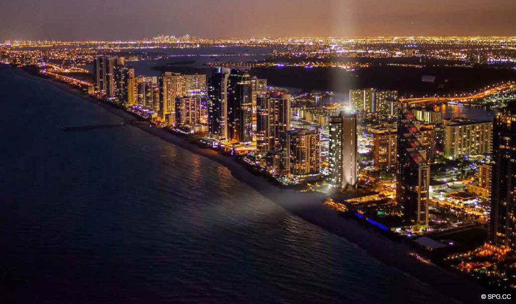 Panoramic Views from Chateau Beach Residences, Luxury Oceanfront Condominiums Located at 17475 Collins Ave, Sunny Isles Beach, FL 33160