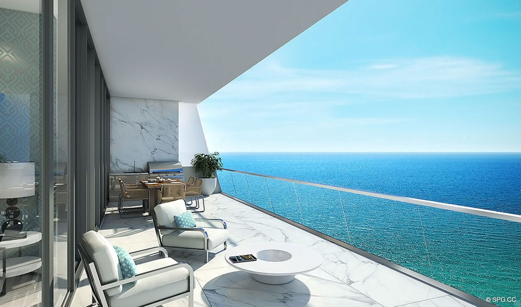 Large Private Terraces at Turnberry Ocean Club, Luxury Oceanfront Condos Located at 18501 Collins Avenue, Sunny Isles Beach, Miami 33160