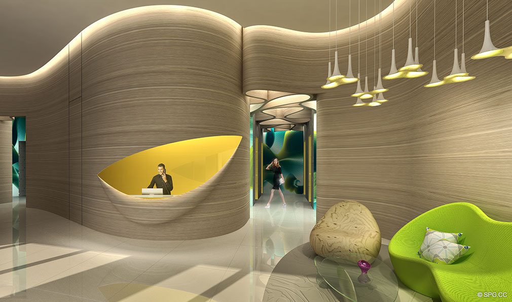 Main Lobby Design for Paraiso Bayviews, Luxury Seaside Condos in Miami, Florida 33137