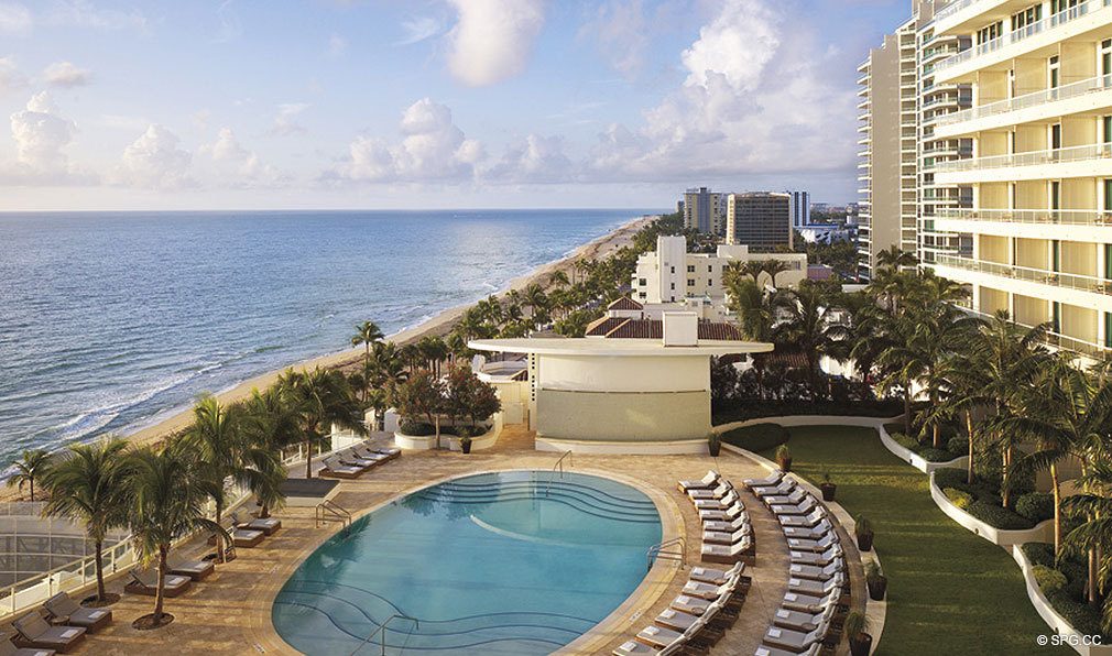Aerial View of the Pool at the Ritz-Carlton Residences, Luxury Oceanfront Condos in Fort Lauderdale