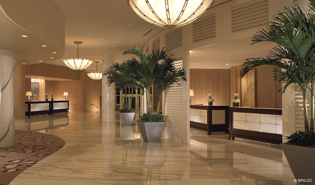 Lobby inside the Ritz-Carlton Residences, Luxury Oceanfront Condos in Fort Lauderdale