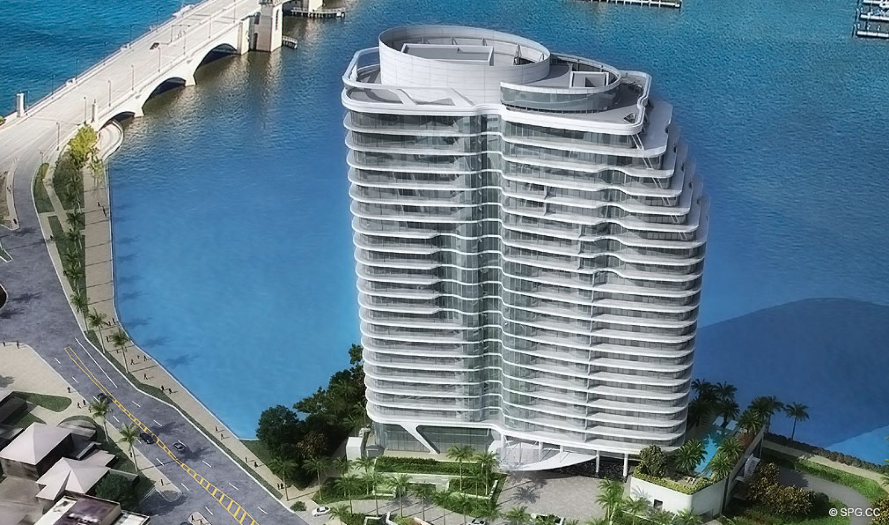 Intracoastal View of The Bristol, Luxury Waterfront Condos in West Palm Beach, Florida 33401