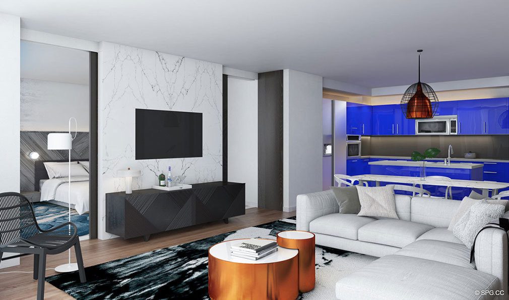 Living Room Layout in The W Fort Lauderdale, Luxury Oceanfront Condos in Fort Lauderdale, 33304