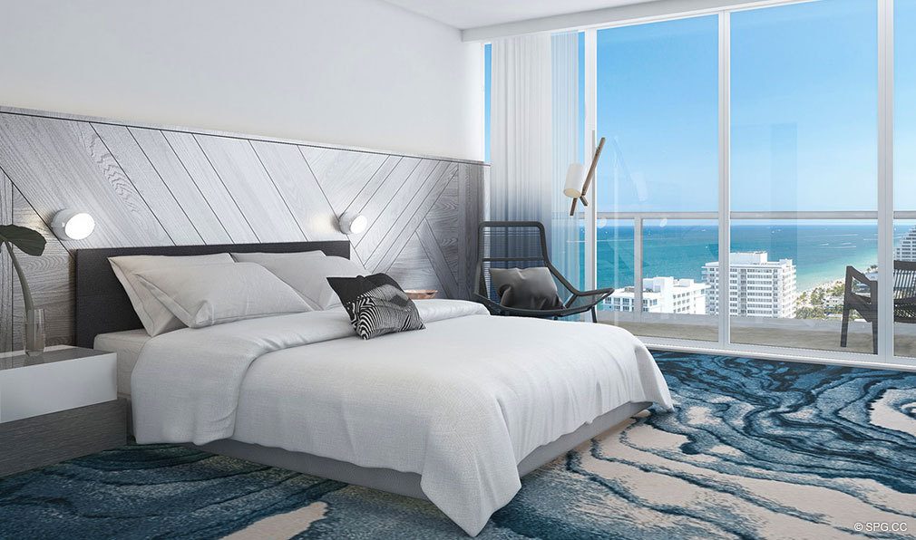 Bedroom inside The W Fort Lauderdale, Luxury Oceanfront Condos in Fort Lauderdale, 33304