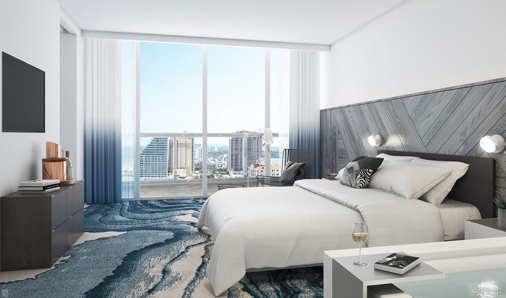 Bedroom at The W Fort Lauderdale, Luxury Oceanfront Condos in Fort Lauderdale, 33304