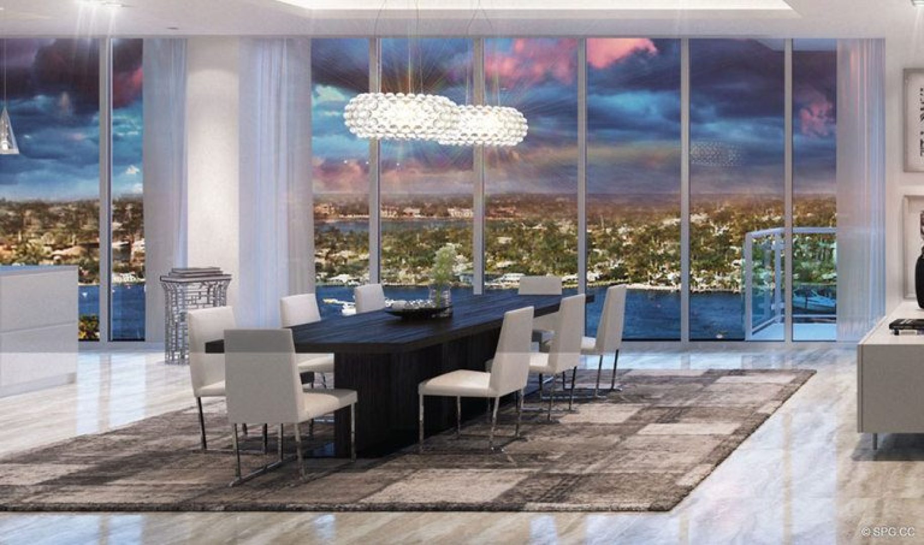 Dining Room Concept for 33 Intracoastal, Luxury Waterfront Condominiums in Fort Lauderdale, Florida 33306