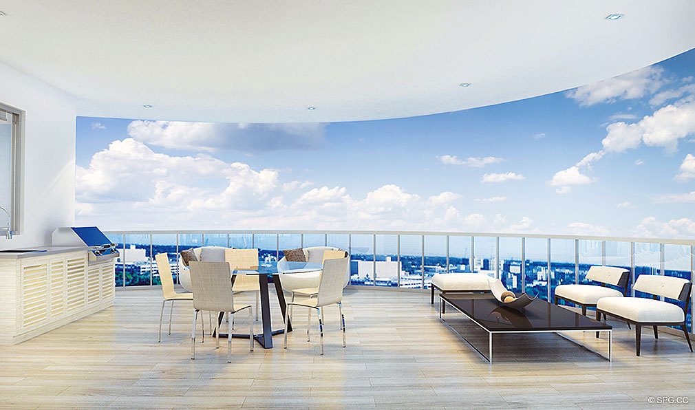 Penthouse Terrace at The Wave on Bayshore, Luxury Seaside Condos in Fort Lauderdale, Florida 33304