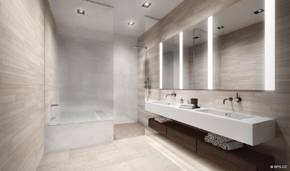 Bath Renderong for Louver House, Luxury Seaside Condos in Miami Beach, Florida 33139