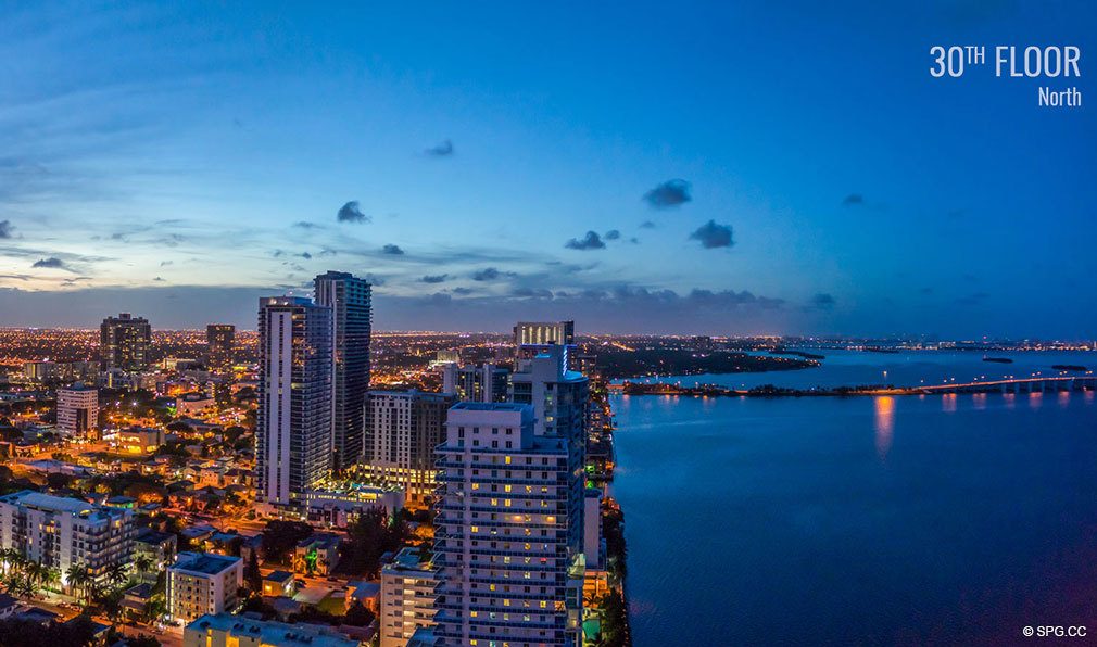 Thirtieth Floor Northwest View from Elysee, Luxury Waterfront Condos in Miami, Florida 33137