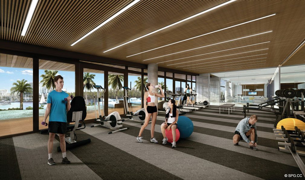 Fitness Center at AquaBlu, Luxury Waterfront Condos in Fort Lauderdale, Florida 33304