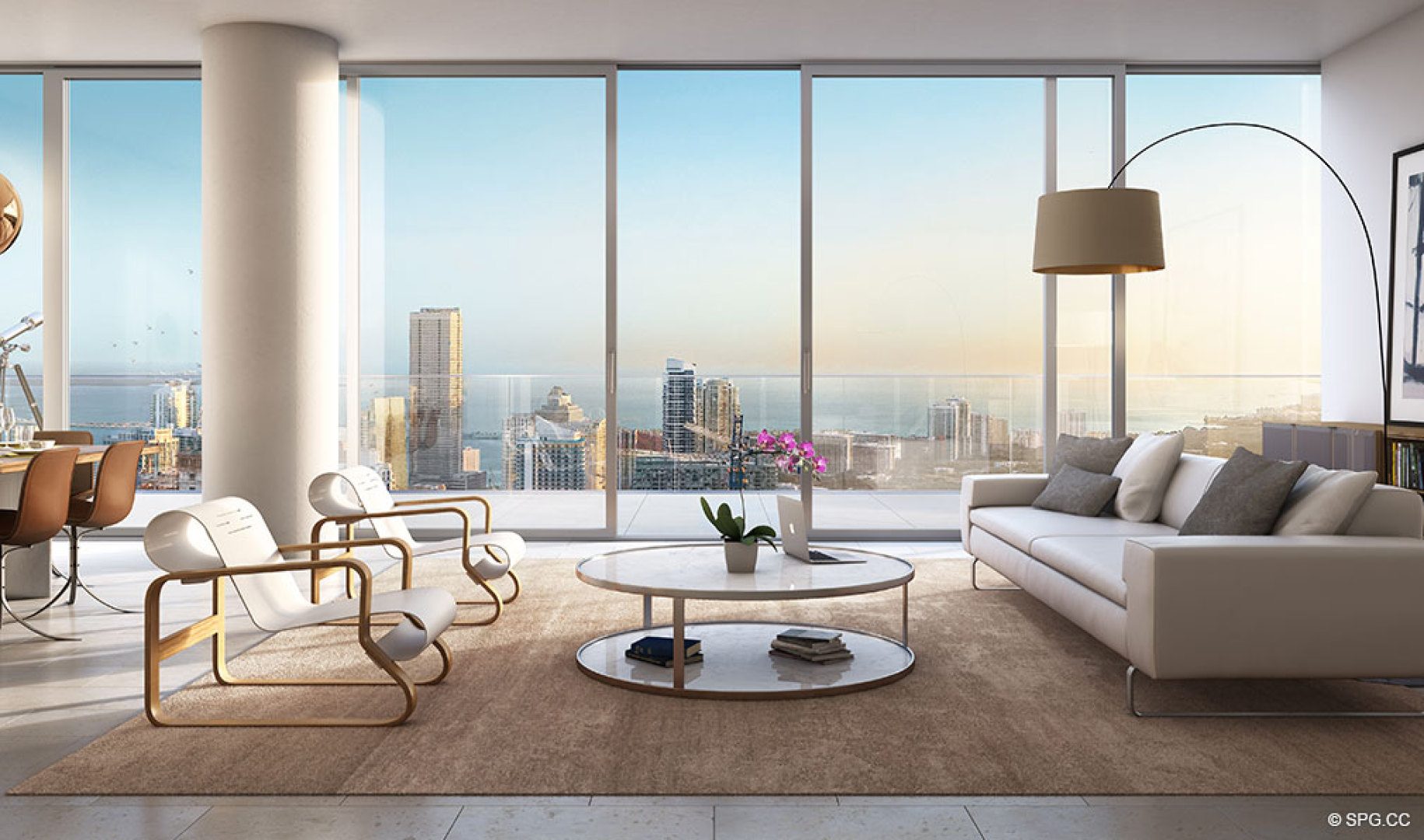 Living Room Layout in One River Point, Luxury Waterfront Condos in Miami, Florida 33130