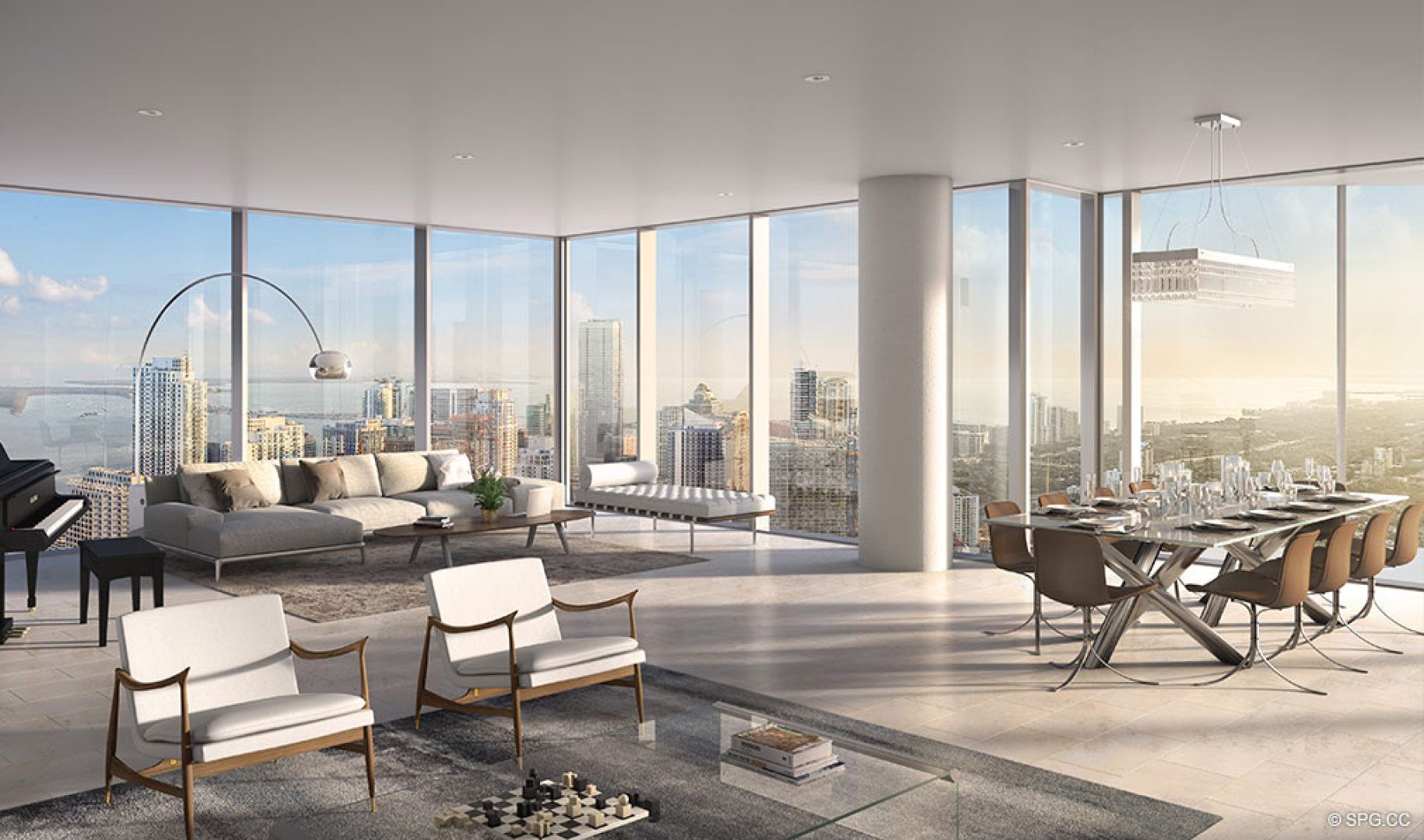 Floor to Ceiling Glass Residences at One River Point, Luxury Waterfront Condos in Miami, Florida 33130