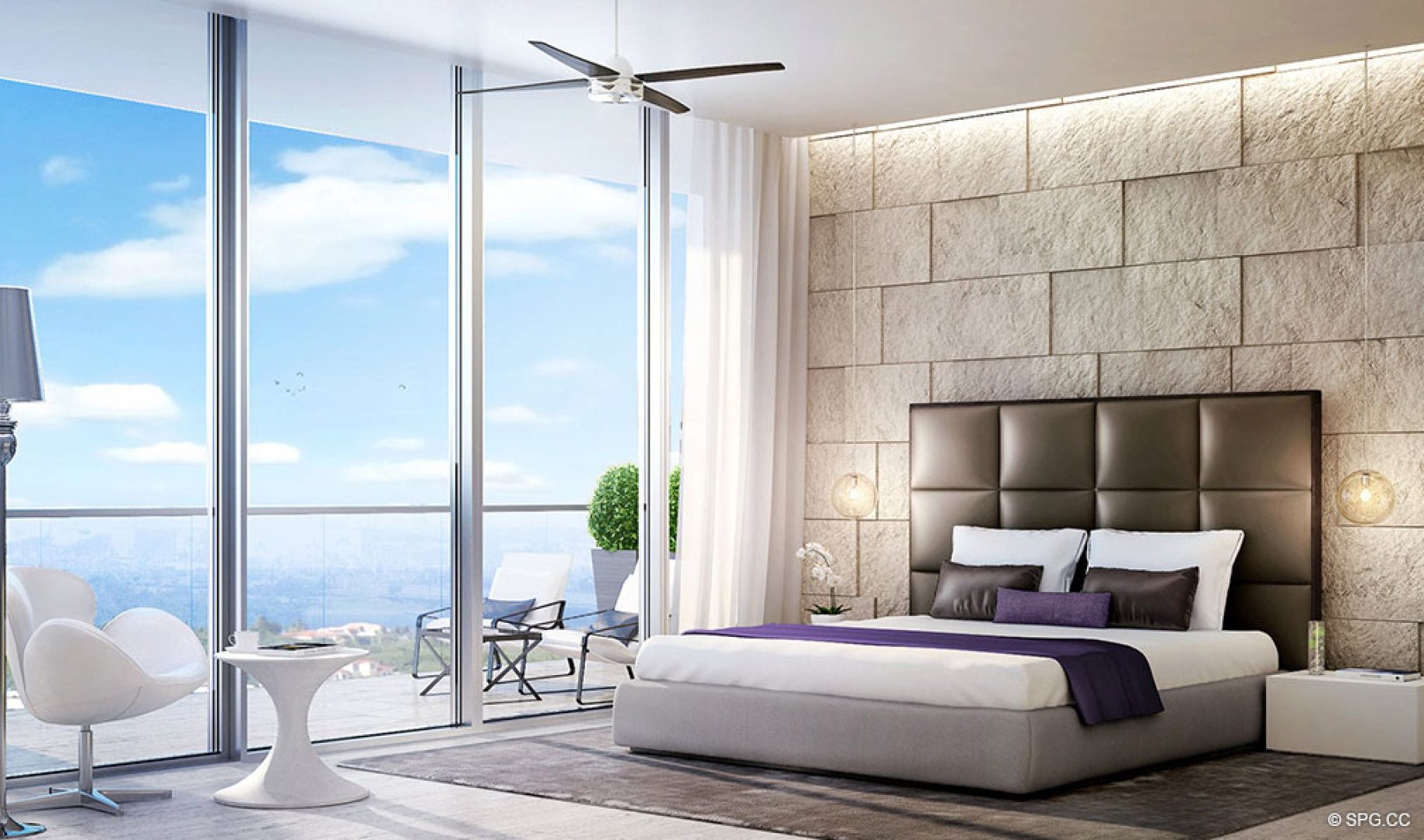 Master Bedroom Design inside AquaMar Las Olas, Luxury Waterfront Condos in Fort Lauderdale, Florida 33301