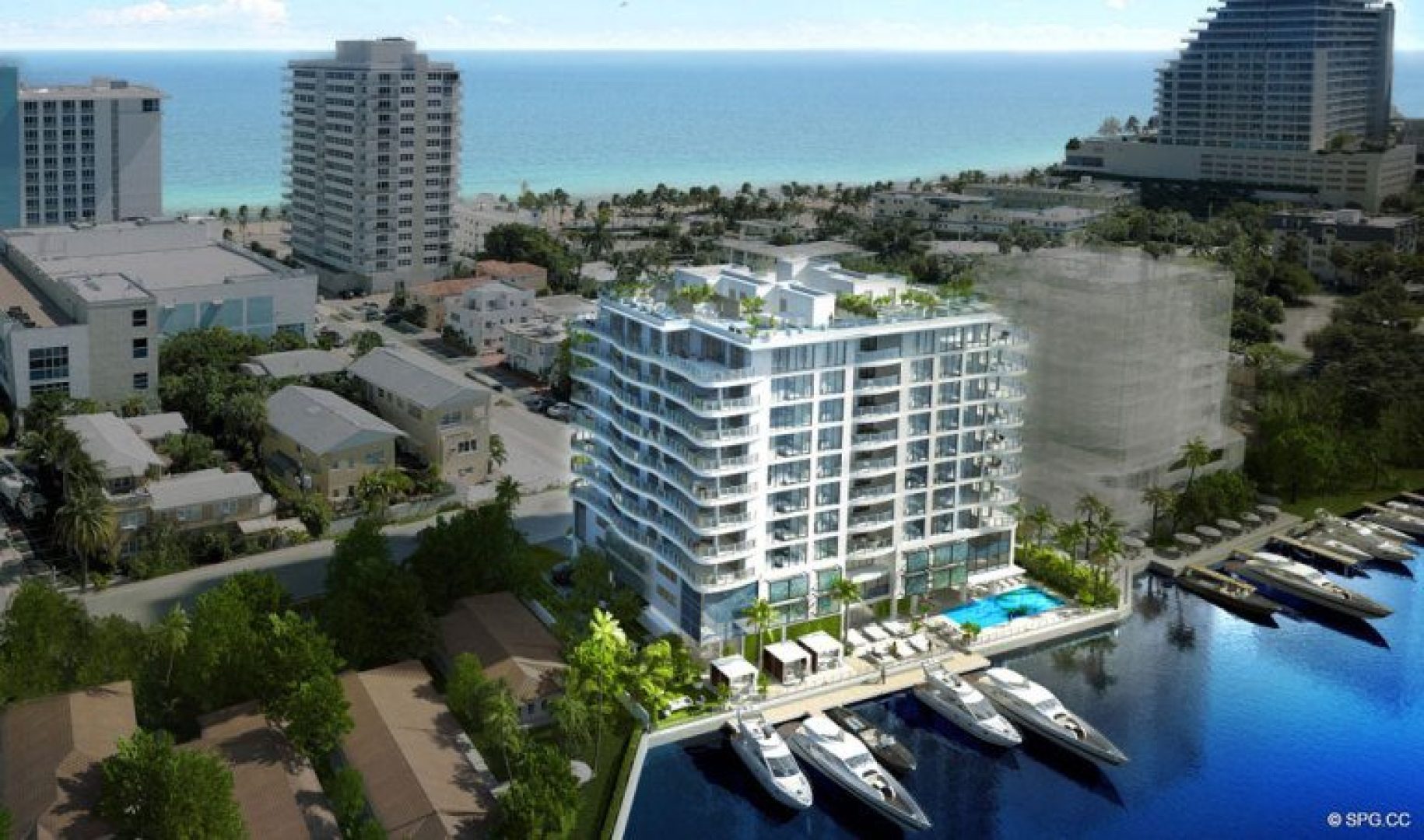 Aerial View of 321 at Water's Edge, Luxury Waterfront Condos in Fort Lauderdale, Florida 33304