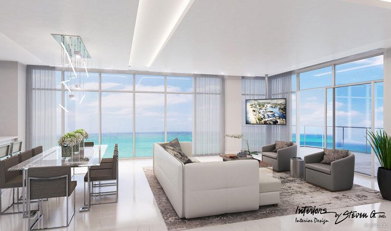 Living Room Design inside Adagio Fort Lauderdale Beach, Luxury Waterfront Condos in Fort Lauderdale, Florida 33304