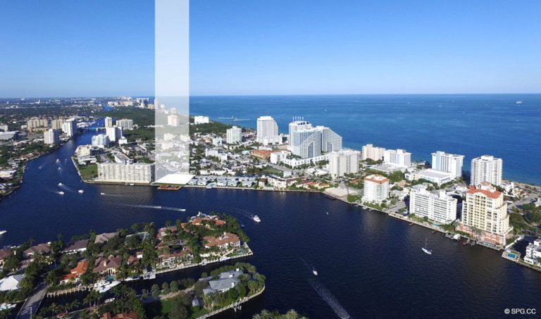 Northern Aerial location View of Adagio Fort Lauderdale Beach, Luxury Waterfront Condos in Fort Lauderdale, Florida 33304