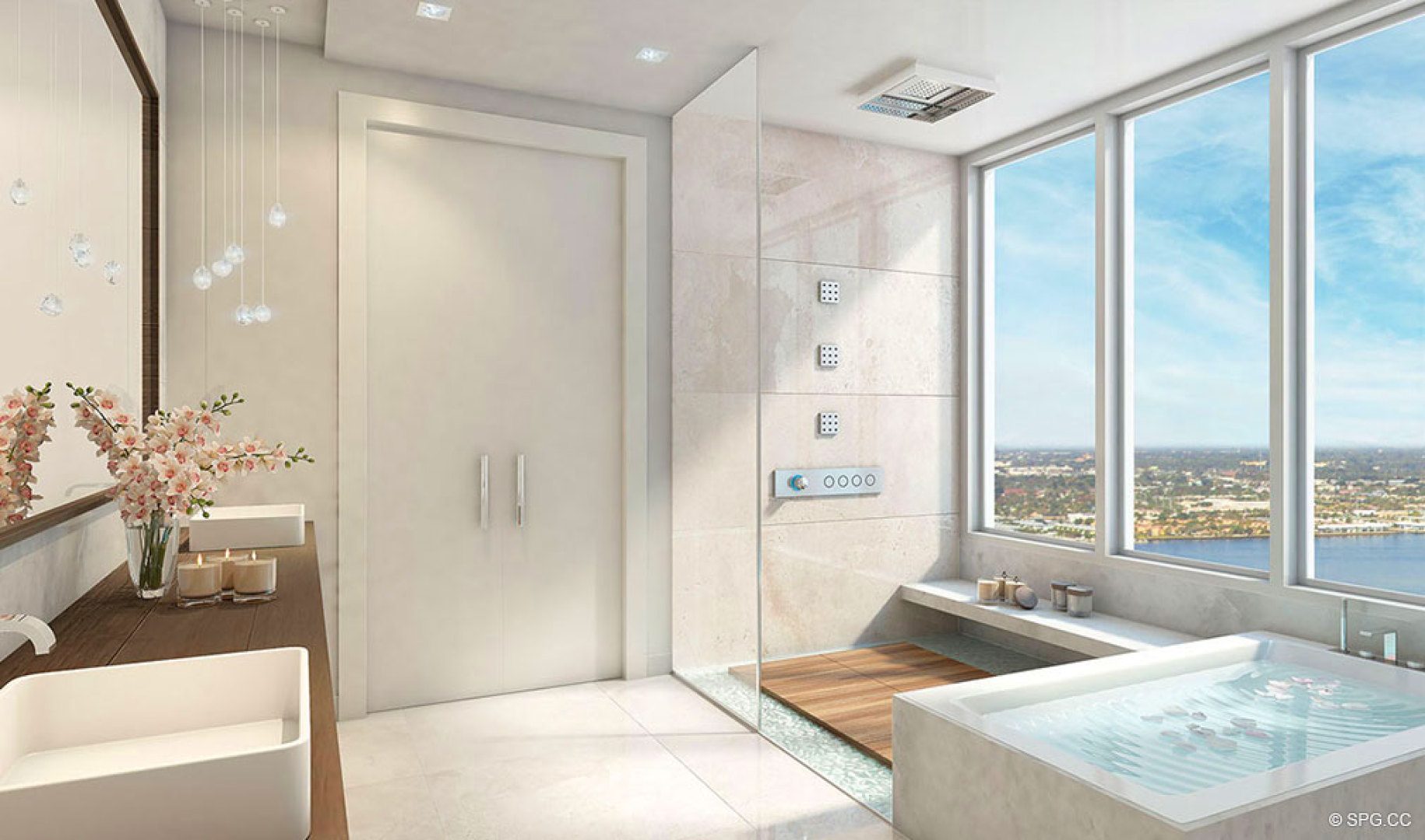 Seabreeze Bathroom Design at 5000 North Ocean, Luxury Oceanfront Condos in Riviera Beach