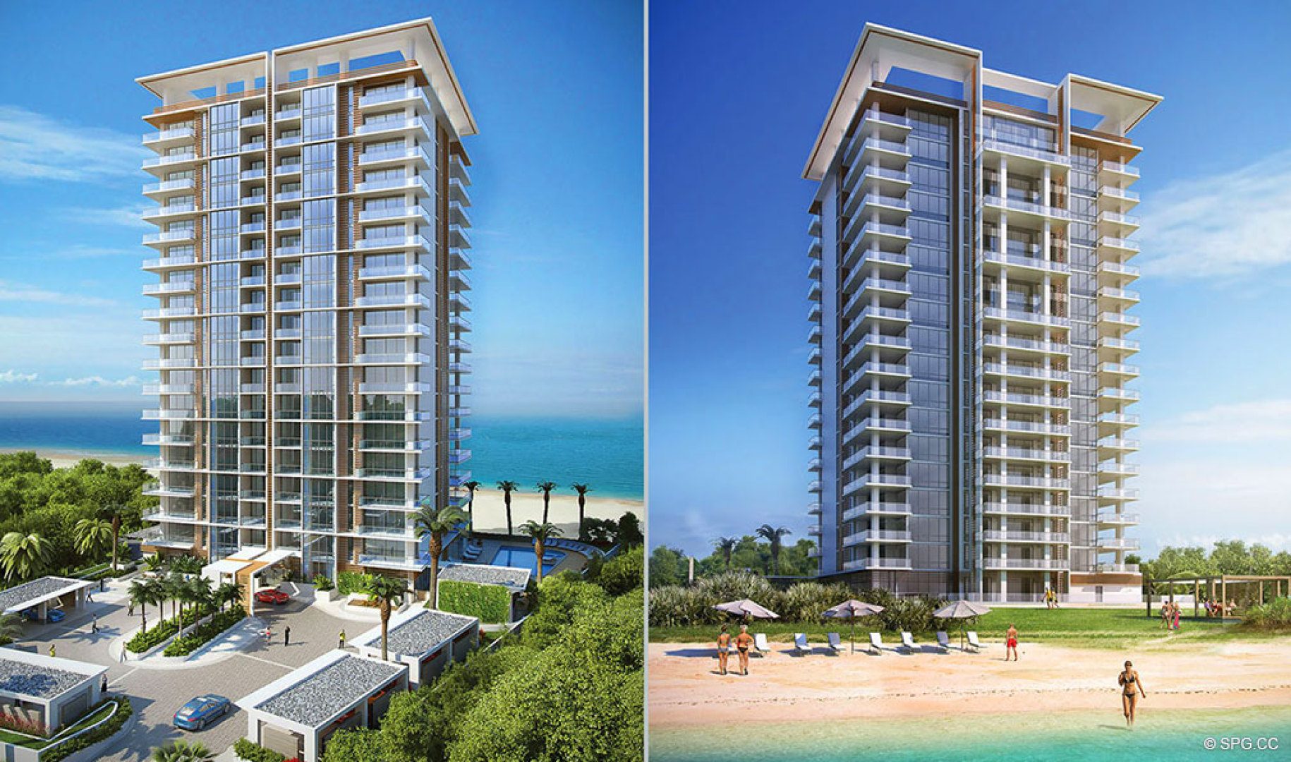 Building Facades of 5000 North Ocean, Luxury Oceanfront Condos in Riviera Beach