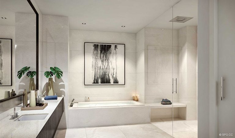 Master Bath Design in 100 Las Olas, Luxury Condos in Fort Lauderdale, Florida 33301