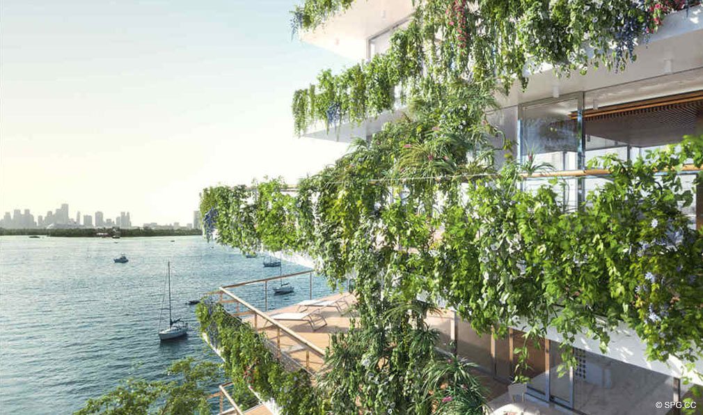 Lush Green Terraces at Monad Terrace, Luxury Waterfront Condos in South Beach, Miami, Florida 33139.