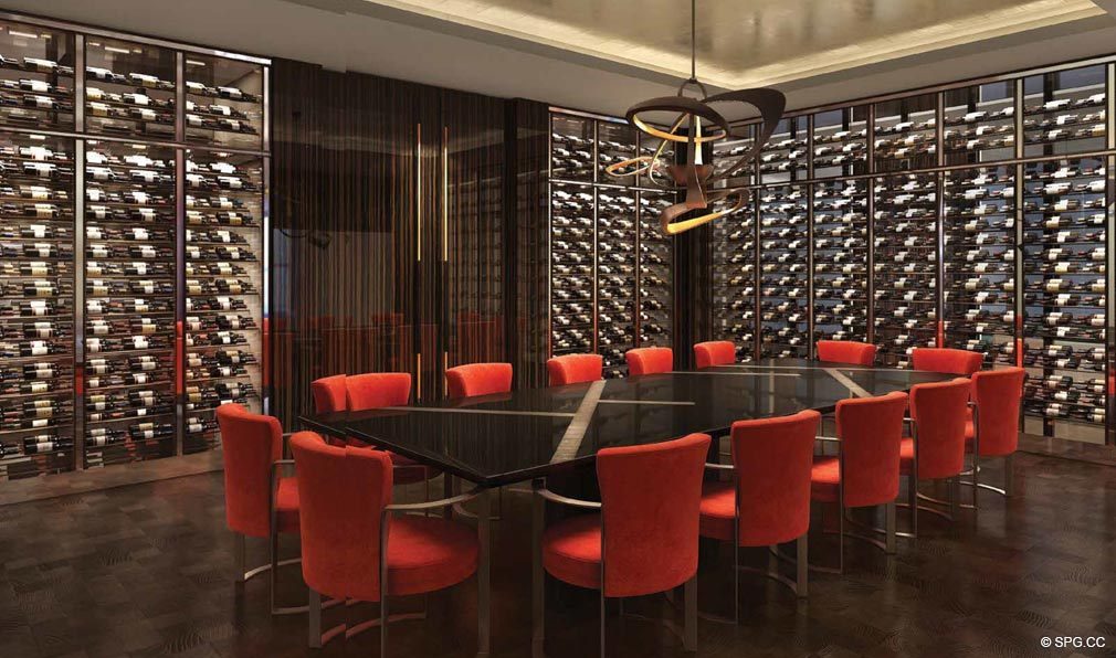 Wine Room at Fendi Chateau Residences, Luxury Oceanfront Condos in Surfside, Miami Beach
