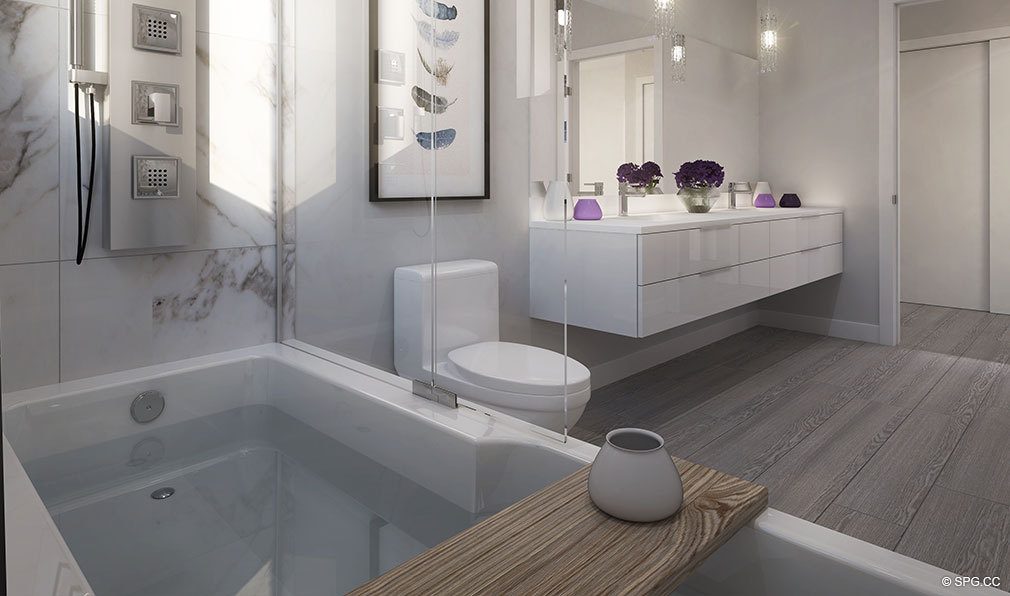Bathroom Design at Aura Pompano Beach, Luxury Seaside Condos in Pompano Beach, FL 33062