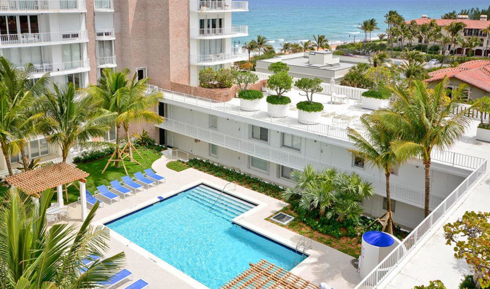 Pool Area at the Winthrop House, Luxury Oceanfront Condos in Palm Beach, Florida 33480