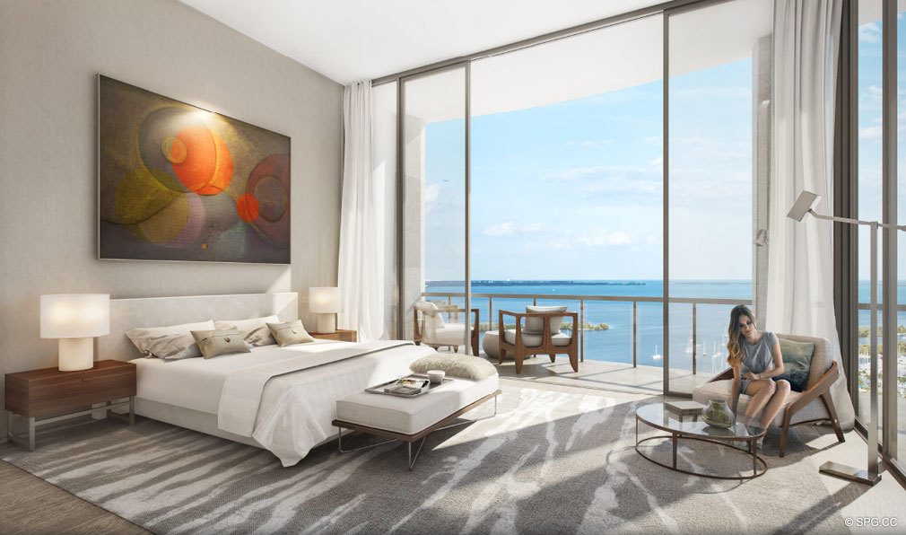 Luxurious Master Bedroom at Park Grove, Luxury Waterfront Condos in Miami, Florida 33133