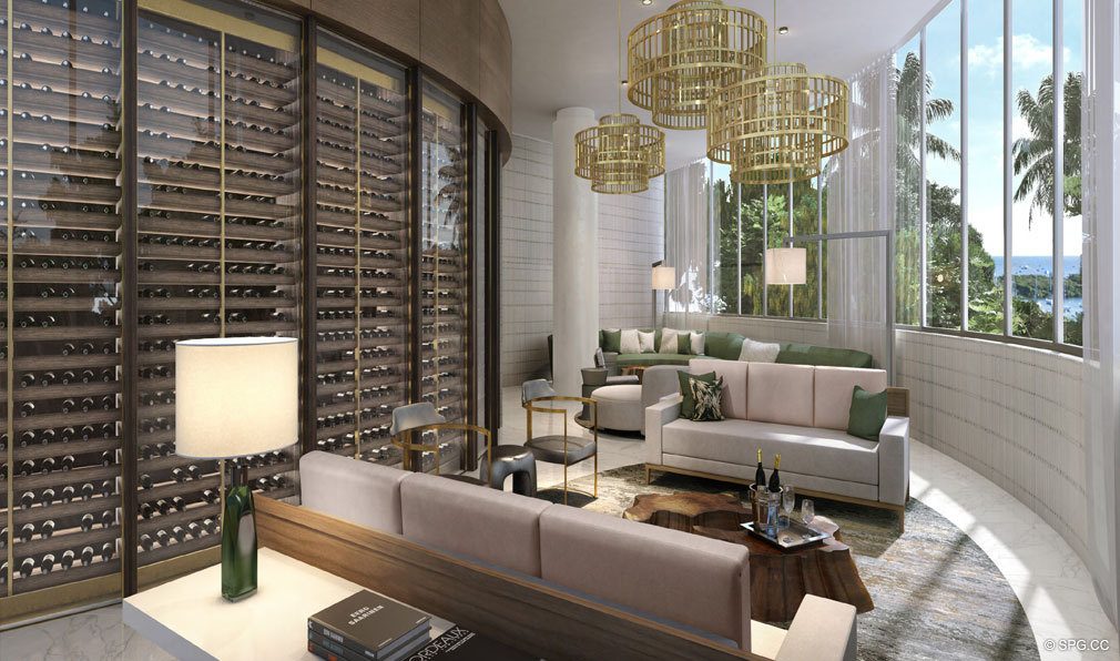 Wine Room at Park Grove, Luxury Waterfront Condos in Miami, Florida 33133