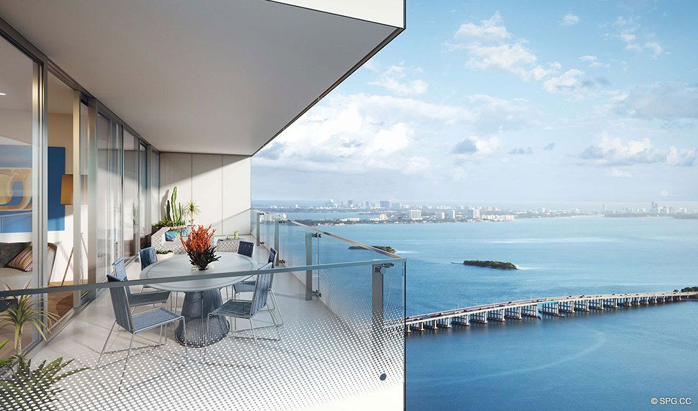 Superb Balcony View from Missoni Baia, Luxury Waterfront Condos in Miami, Florida 33137