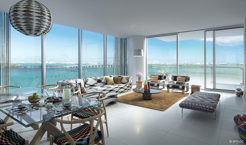 Floor to Ceiling Glass Views from Missoni Baia, Luxury Waterfront Condos in Miami, Florida 33137