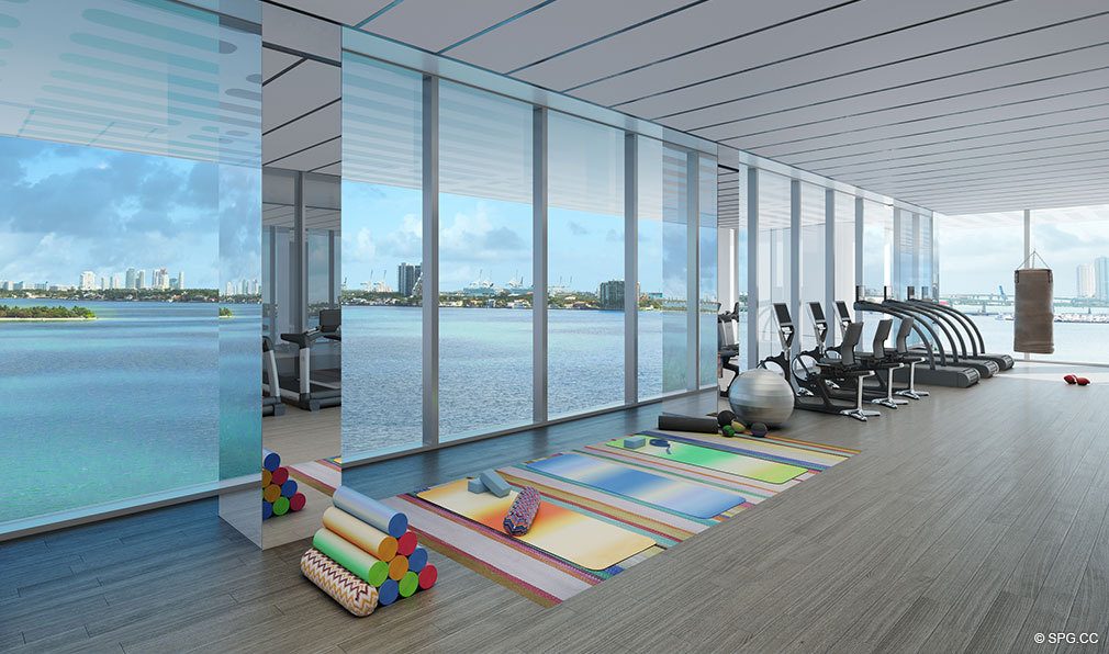 Fitness Center inside Missoni Baia, Luxury Waterfront Condos in Miami, Florida 33137