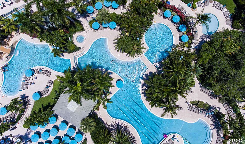 Aerial View of Pools at Akoya Boca West, Luxury Condos in Boca Raton, Florida 33432