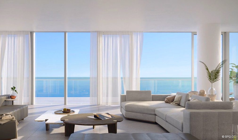 Living Room in 2000 Ocean, Luxury Oceanfront Condos in Hallandale Beach, Florida 33009