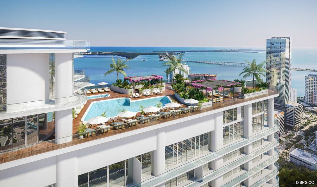 Rooftop Pool Deck at Brickell Flatiron, Luxury Condos in Miami, Florida 33130