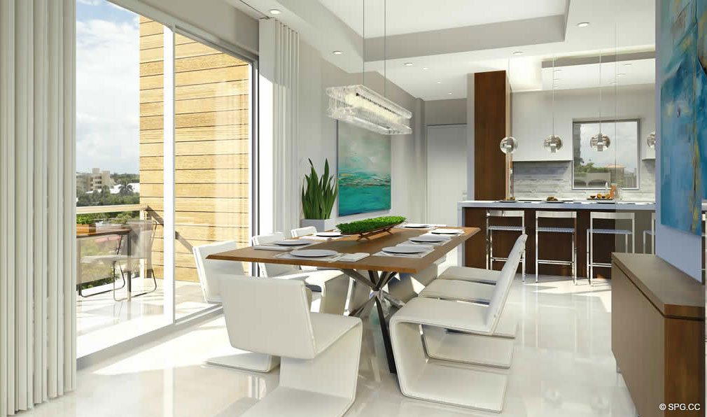 Dining Room Design inside 30 Thirty North Ocean, Luxury Seaside Condos in Fort Lauderdale, Florida, 33308.
