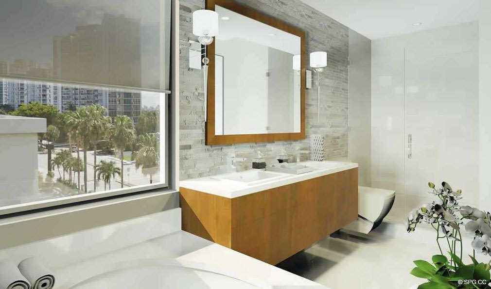 Master Bathroom inside 30 Thirty North Ocean, Luxury Seaside Condos in Fort Lauderdale, Florida, 33308.
