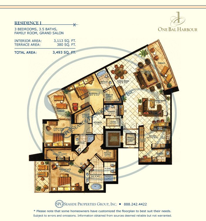 Residence I Floorplan at One Bal Harbour, Luxury Oceanfront Condo
