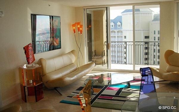 Living Room with Terrace Access in Residence 1201 at The Vue, Luxury Seaside Condominiums in Fort Lauderdale, Florida 33305