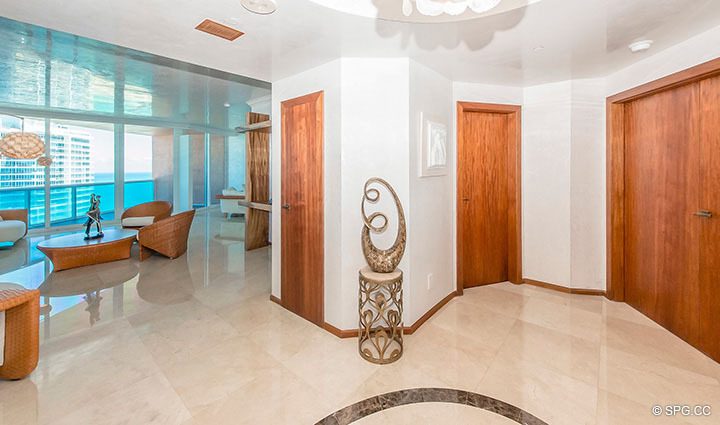 Entry Foyer inside Residence 3806 at Portofino Tower, Luxury Waterfront Condominiums in Miami Beach, Florida 33139