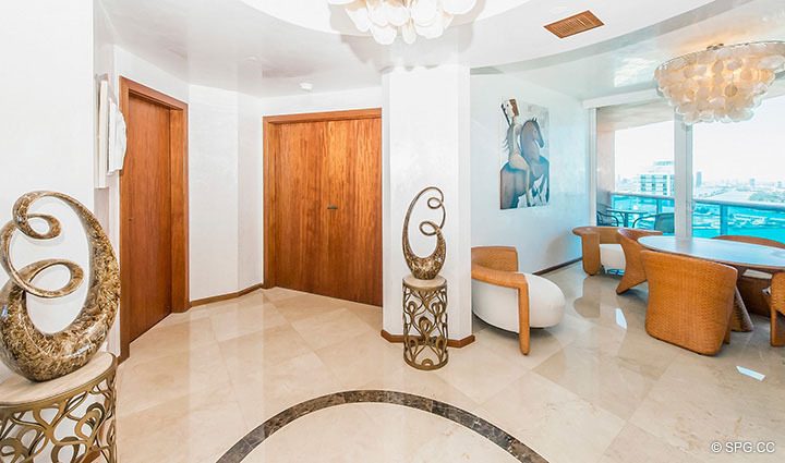 Foyer inside Residence 3806 at Portofino Tower, Luxury Waterfront Condominiums in Miami Beach, Florida 33139