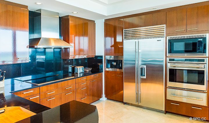 Gourmet Kitchen inside Residence 902 For Rent at One Bal Harbour, Luxury Oceanfront Condos in Bal Harbour, Miami, Florida 33154.