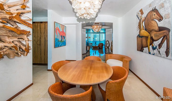 Dining Room inside Residence 3806 at Portofino Tower, Luxury Waterfront Condominiums in Miami Beach, Florida 33139
